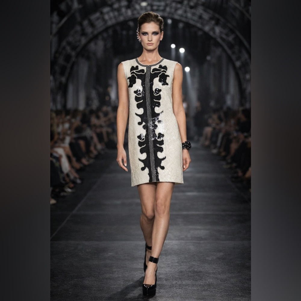 BCBGMaxAzria Geri Sequin Motif Shift Dress
